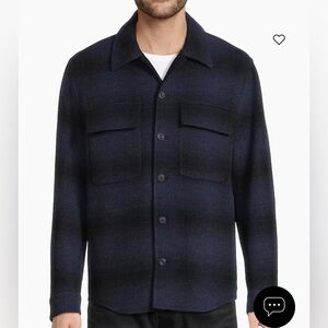 Vince Mens PLAID SPLITTABLE SHIRT JKT, ULTRAMARINE, WOOL, MEDIUM, Italy (H41)